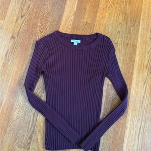 Nine West Plum Ribbed Knit Top
